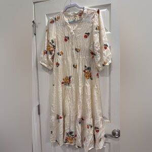 Floral Cream Midi Dress